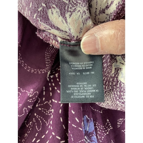 Maeve Dress Womens S Purple Fit & Flare Floral Puff Sleeve Smocked Ruffle - Picture 9 of 9